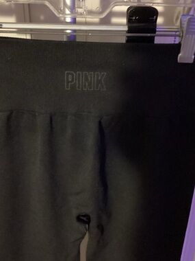 PINK Victoria's Secret Black Ribbed Waistband Leggings - NWOT!